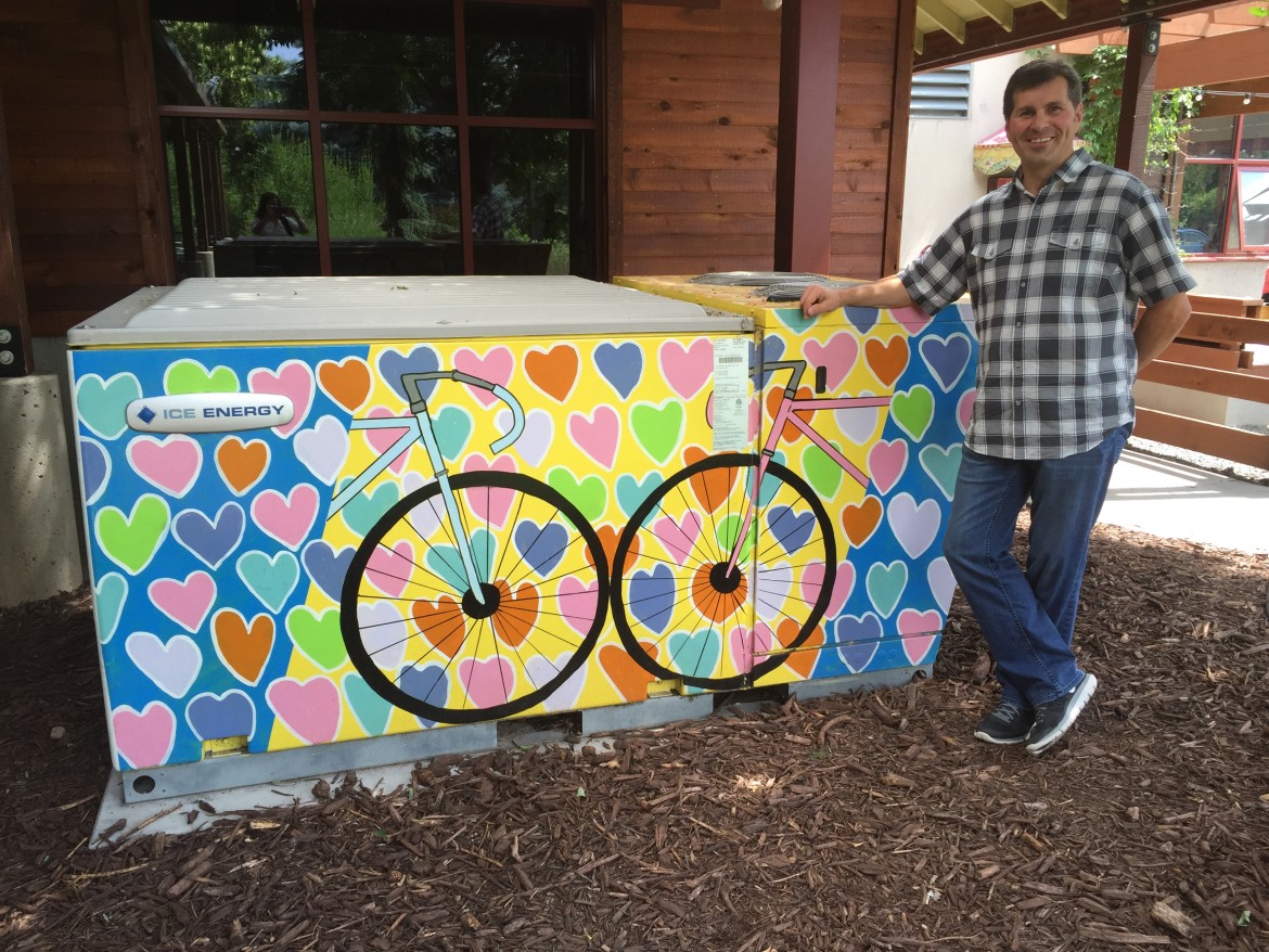 Greg Miller stands in front of the Ice Bear unit at New Belgium Brewery in Fort Collins, Colorado. Leigh Paterson.