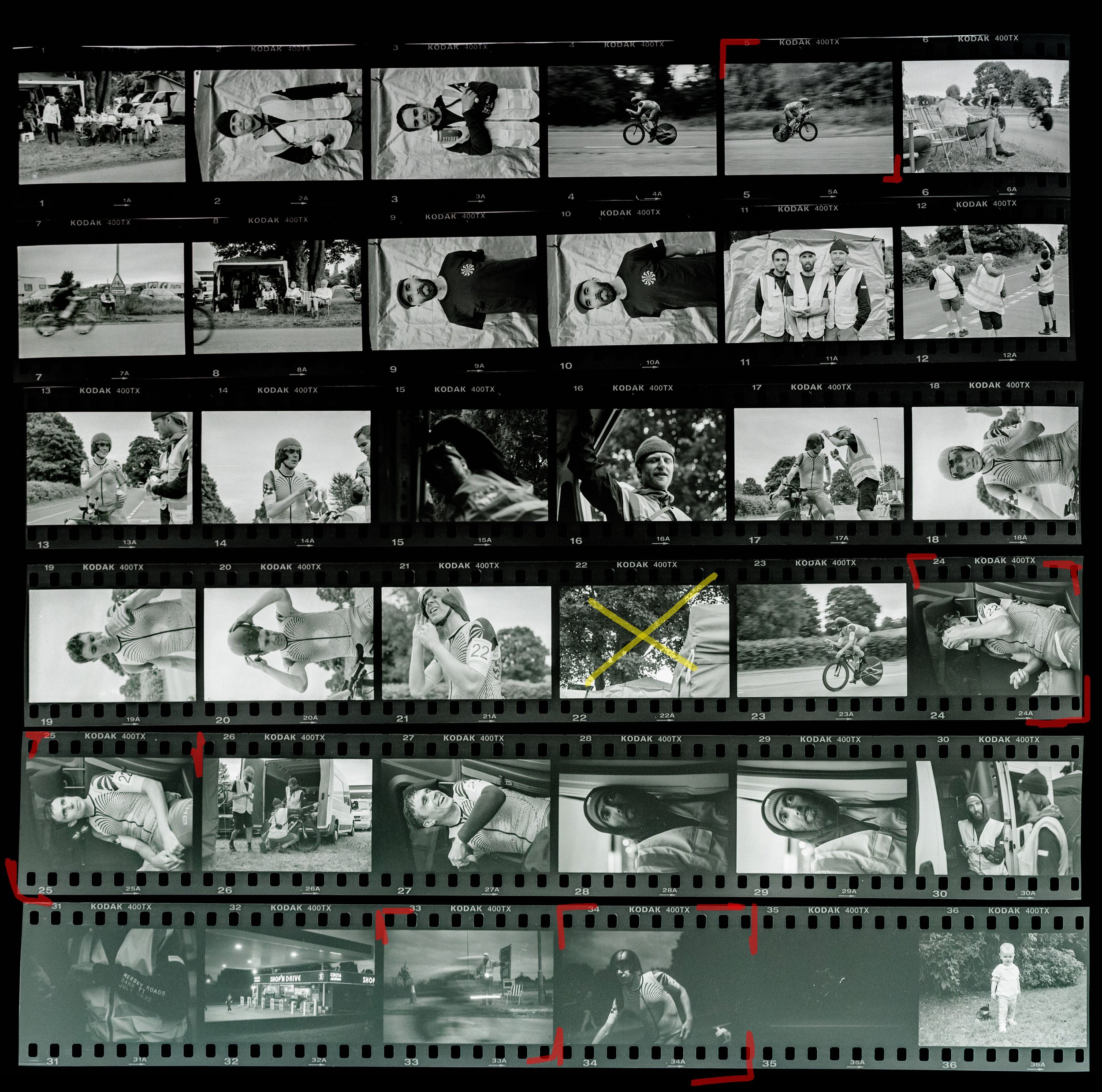 A single film-roll documentation of part of my friend Charlie’s 24HR National Time Trial. I wanted a coherent contact sheet to be the output. No wasted frames. Leica M6/Tri-X.