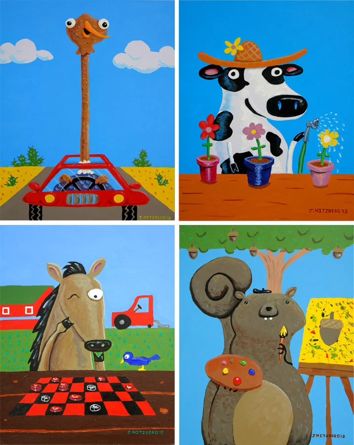 Texas Pediatric Hospital Animal Paintings | Acrylic on Board