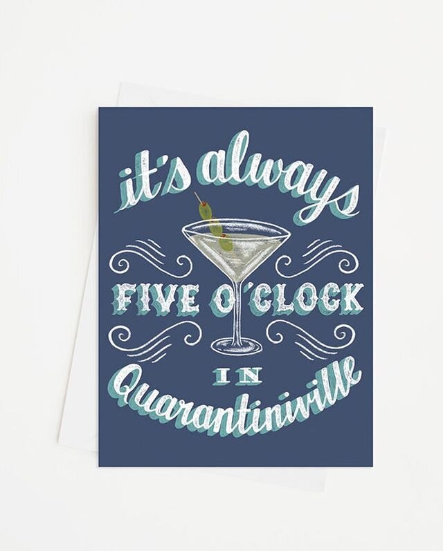 Despite current situations, we all need a little laugh, and a big ole dirty martini 🍸
.
.
Not to worry, it&rsquo;s Friday, so I guess it&rsquo;s acceptable 😆#tgif #quarantini #handlettering #greetingcards