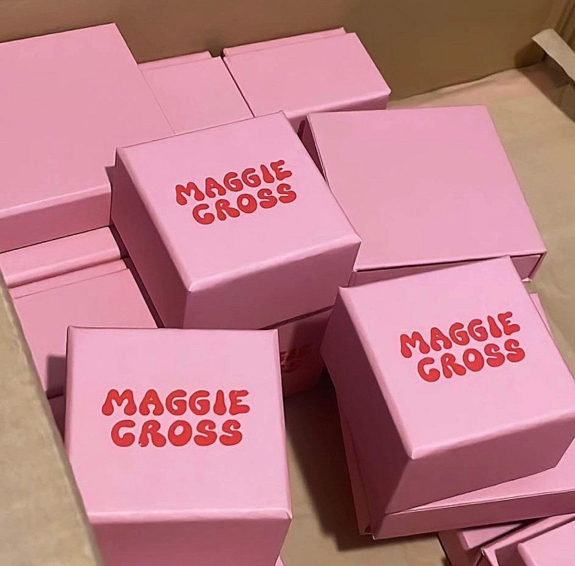 Luv these new pink boxes so much 🎀❤️

Eeeep, I&rsquo;ve got lots of exciting things happening atm. Some very fun customs in the works and some silly little bizniz ideas too 🫢

Shop is open 24hrs a day, 7 days a week at www.maggiecross.co.uk or you 