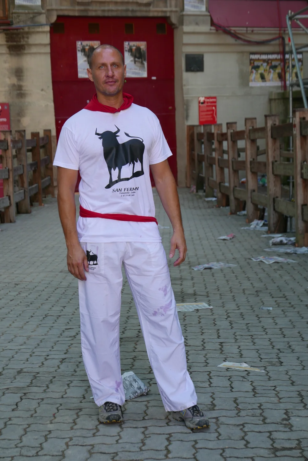 After the run: the tunnel to the plaza del toros - home of the human trainwreck