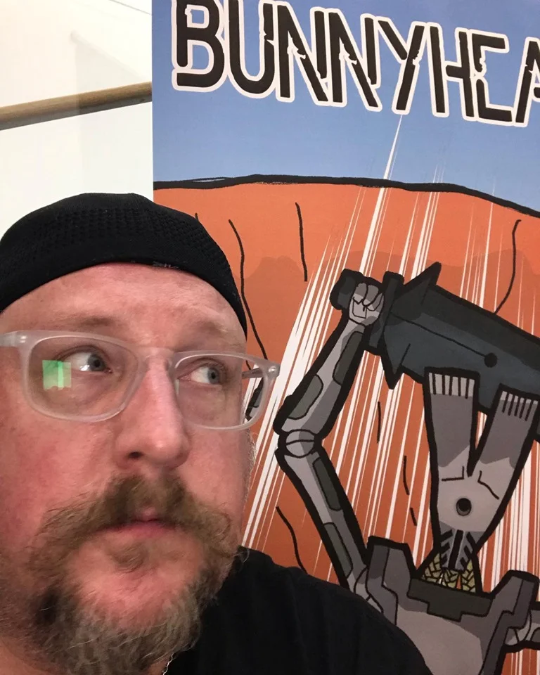 A man and his robotic creation.