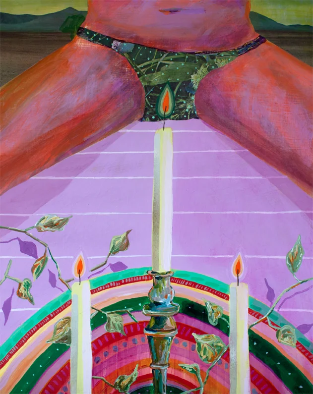 Candlelight, acrylic and collage on panel, 16 x 20 inches, 2016
