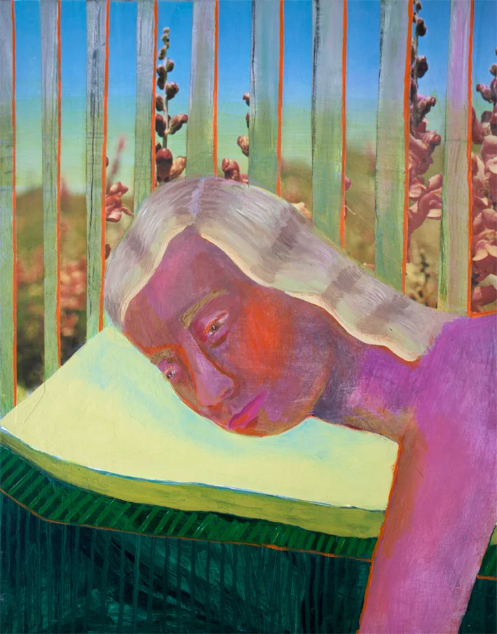 Girl Yearning, acrylic and collage on panel, 8 x 10 inches, 2016