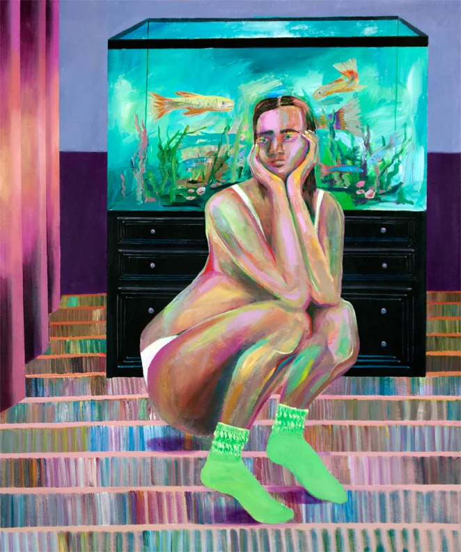 Thinker, acrylic on canvas mounted on panel, 48 x 40 inches, 2016