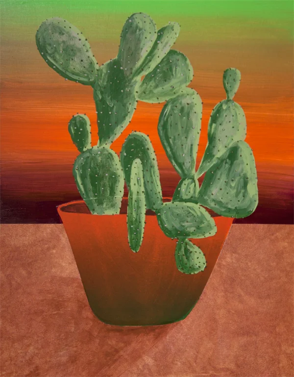 Prickly Pear for Rachel, acrylic and collage on panel, 14 x 11 inches, 2016