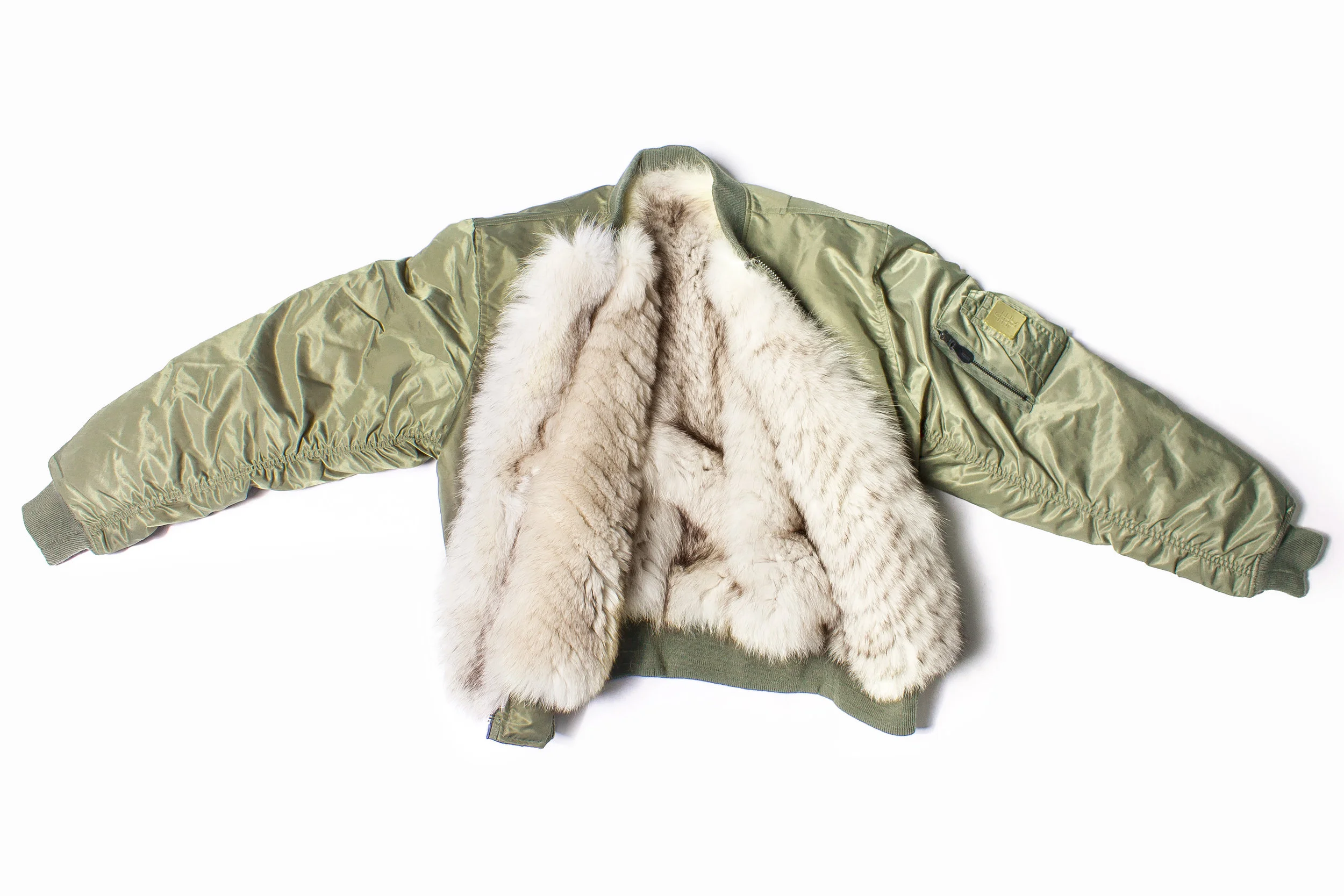 epoque real fur bomber jacket ma-1 green polar fox.jpg