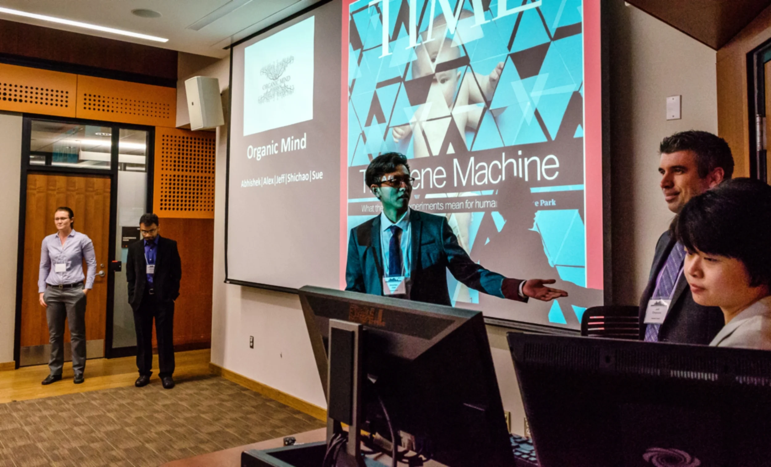 Finalist Team Organic Mind prepares to give their final presentation.