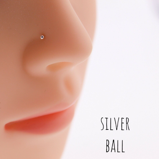 6 Mm Silver-Tone Ball-Tipped Titanium Nose Stud | In Stock! | Lucleon - Foto 6