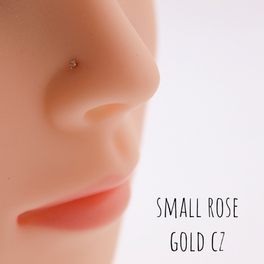 Rose Gold Nose Nose Ring Stopper 22g 18k ROSE Gold Plated