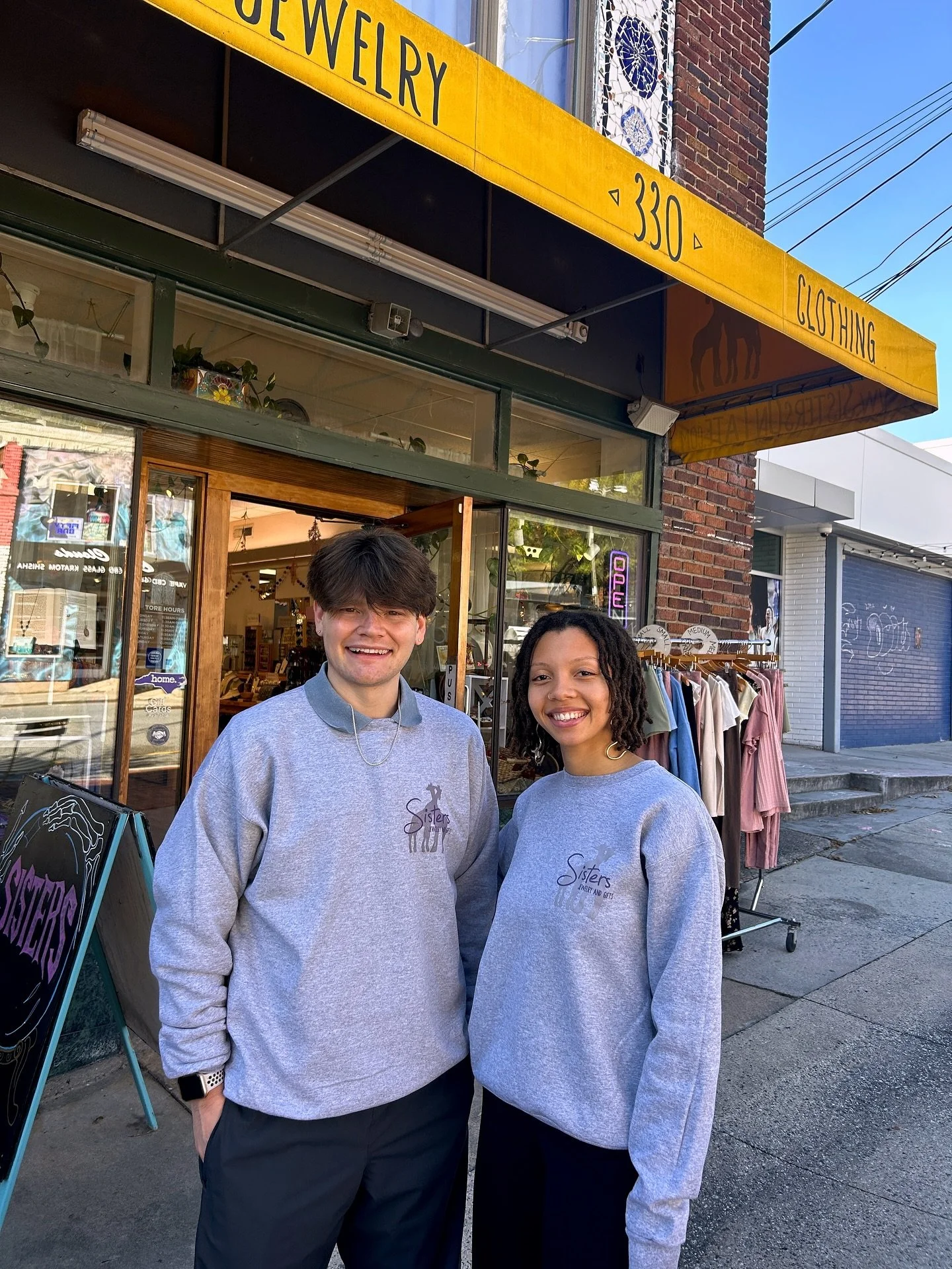 SISTERS SWEATSHIRTS AT SISTERS! The weather&rsquo;s getting colder, and we&rsquo;ve got the perfect way to keep you warm! 💜 Available now in-store in sizes S&ndash;XL!
