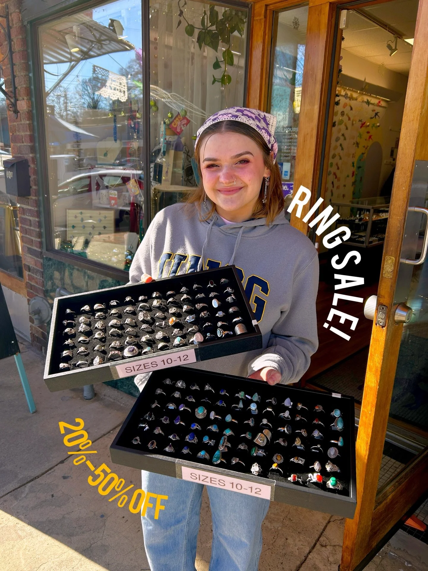 RING IN 2026!! TODAY ONLY!
20% off all rings in the ring case!
50% off select ring trays!
We&rsquo;re open 11:30-5 PM!