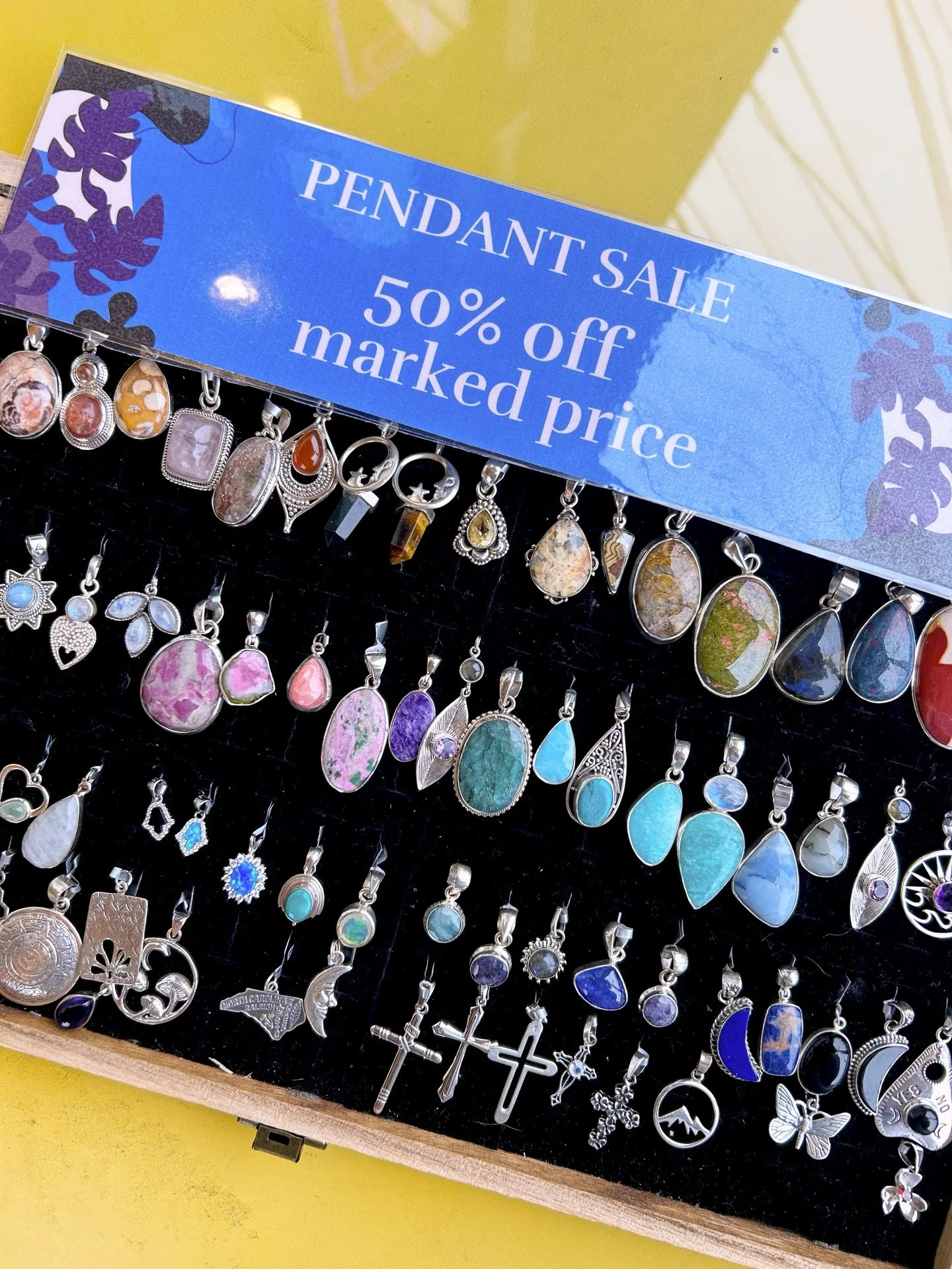 GEMSTONE/STERLING PENDANT SALE 💥
All pendants in our pendant cases are 50% off their original sticker price! You can get many of them for $14 or less!! This sale will last one week and will end next Saturday (March 7th).