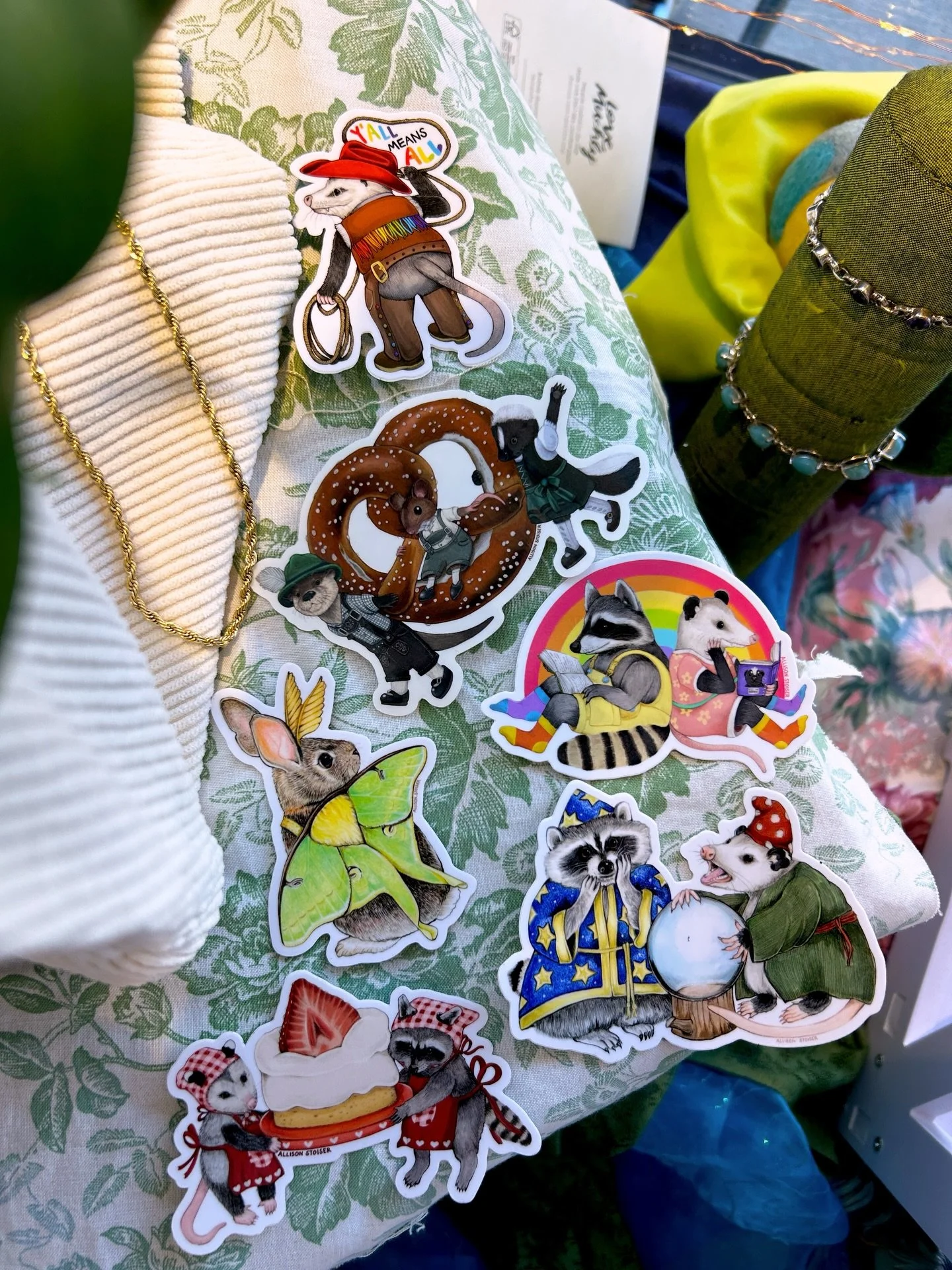 New week, new stickers by @allisonstoiserart ! 🦝 We love being able to add a little whimsy to the store with tiny items from real artists!