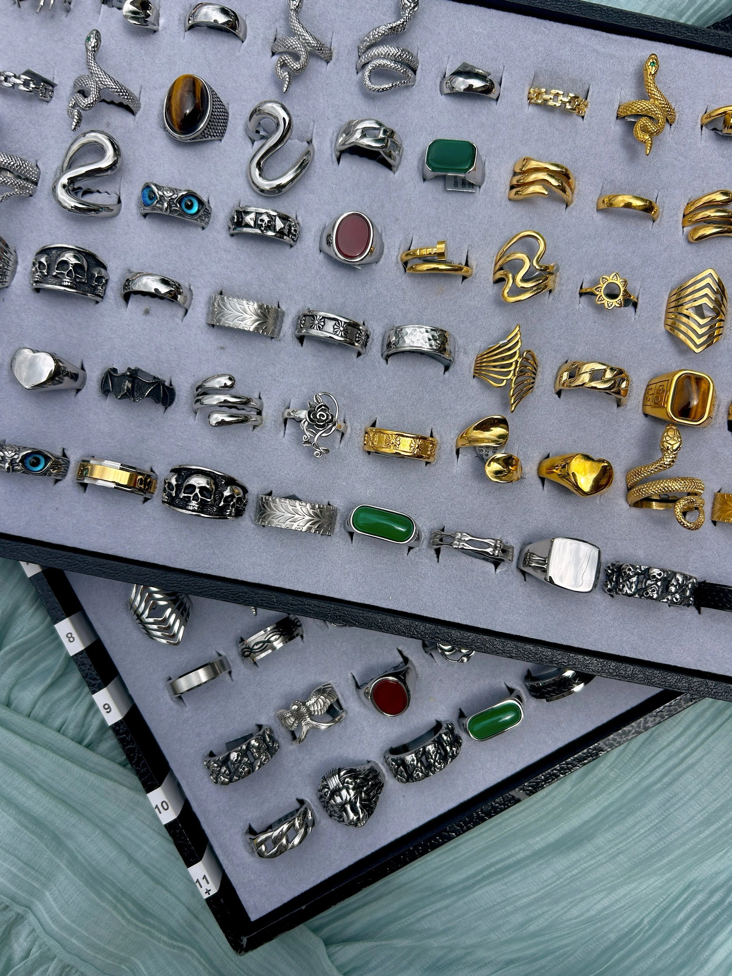 NEW STAINLESS STEEL RINGS 🐉 We&rsquo;ve added an even larger selection of stainless steel rings to our store. Shop from a variety of designs in sizes 5&ndash;13! Prices range from $10-$30.