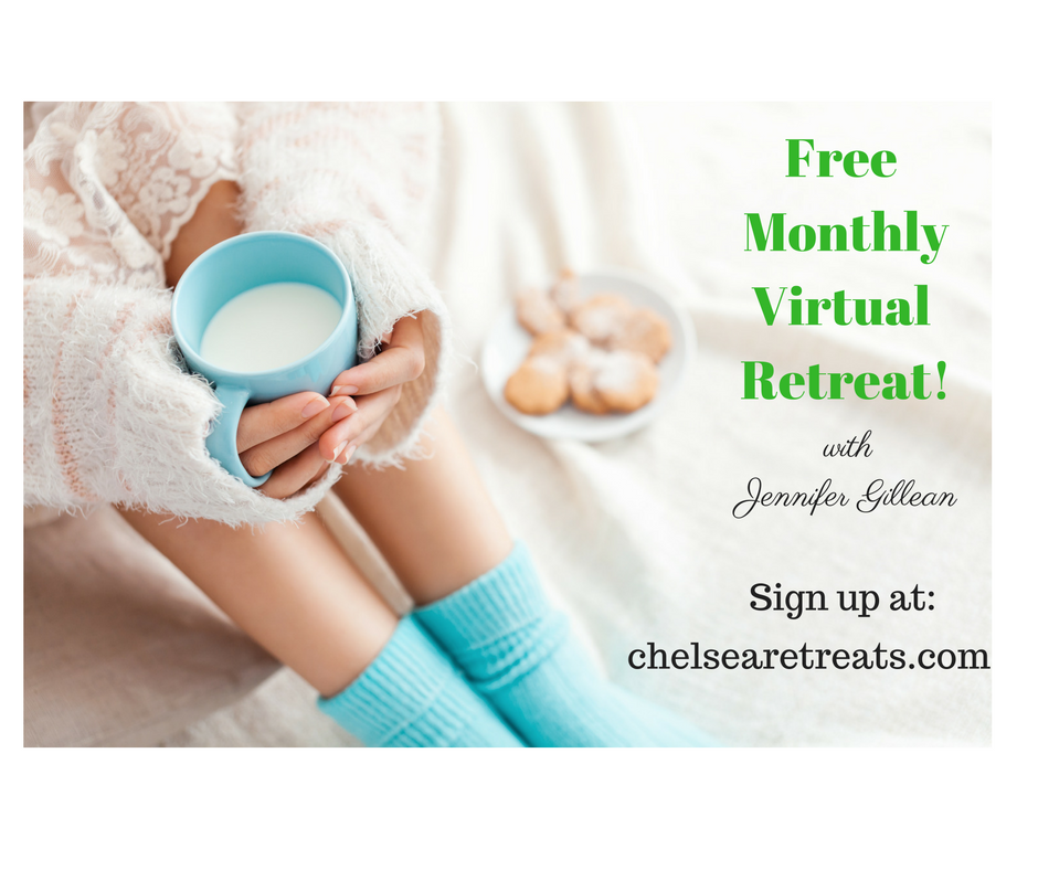 Free Monthly Virtual Retreat In can be complicated (or expensive!) to get away to an actual retreat, so virtually retreating is about making space in your busy life to rest, reflect and reconnect to what it is you value. Each month, Jennifer will send you a link to connect to this month's uniquely themed retreat where we will practice some meditation, yoga and other activities together but from your own home. To register for your free retreats sign up for our newsletter on the home page!