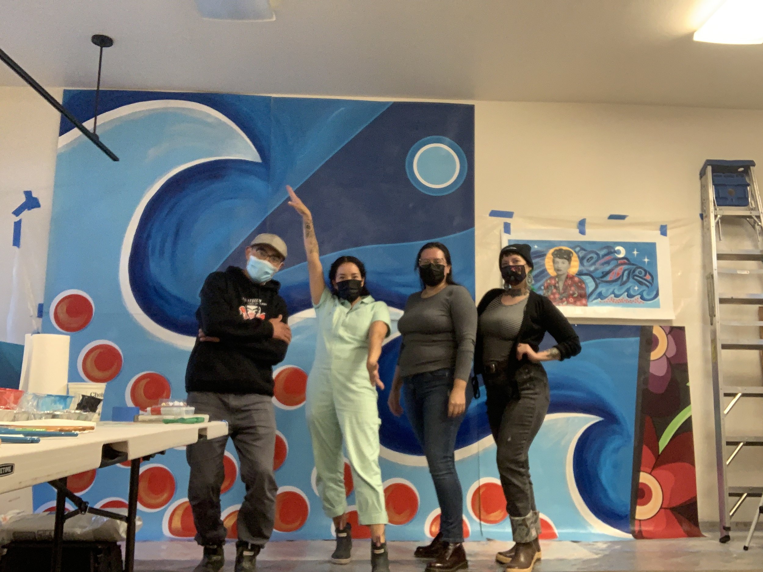 Painting the mural  apprentices 1.JPG