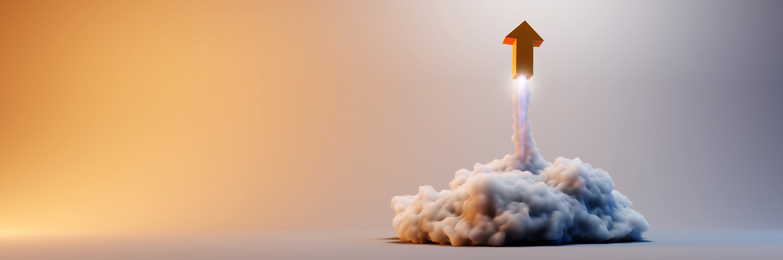 Explosion simulation with arrow sign, original 3d rendering illustration