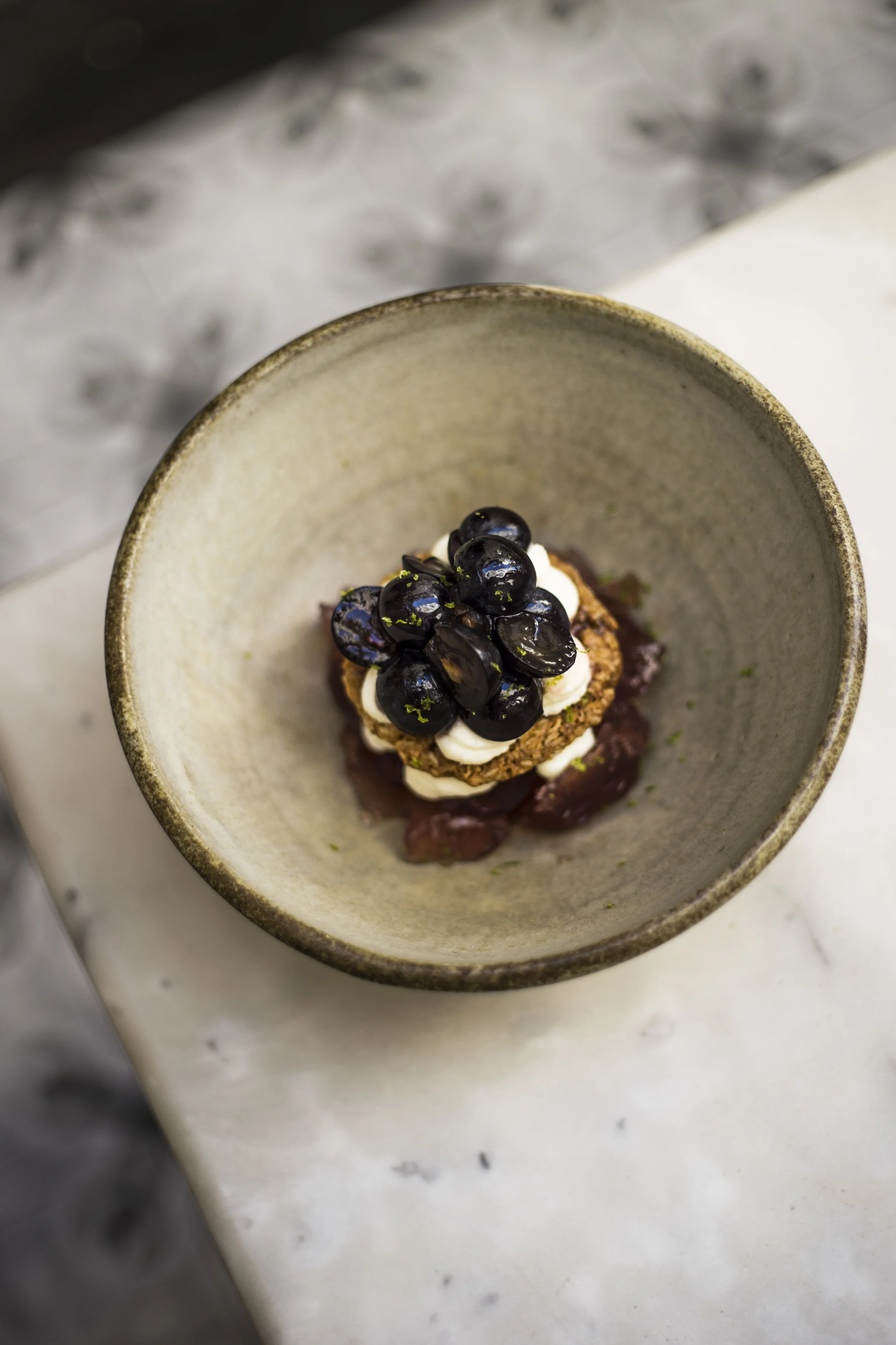 Grape 'Cheesecake', Crispy Oat Cookie, Vermouth and Grape Jelly