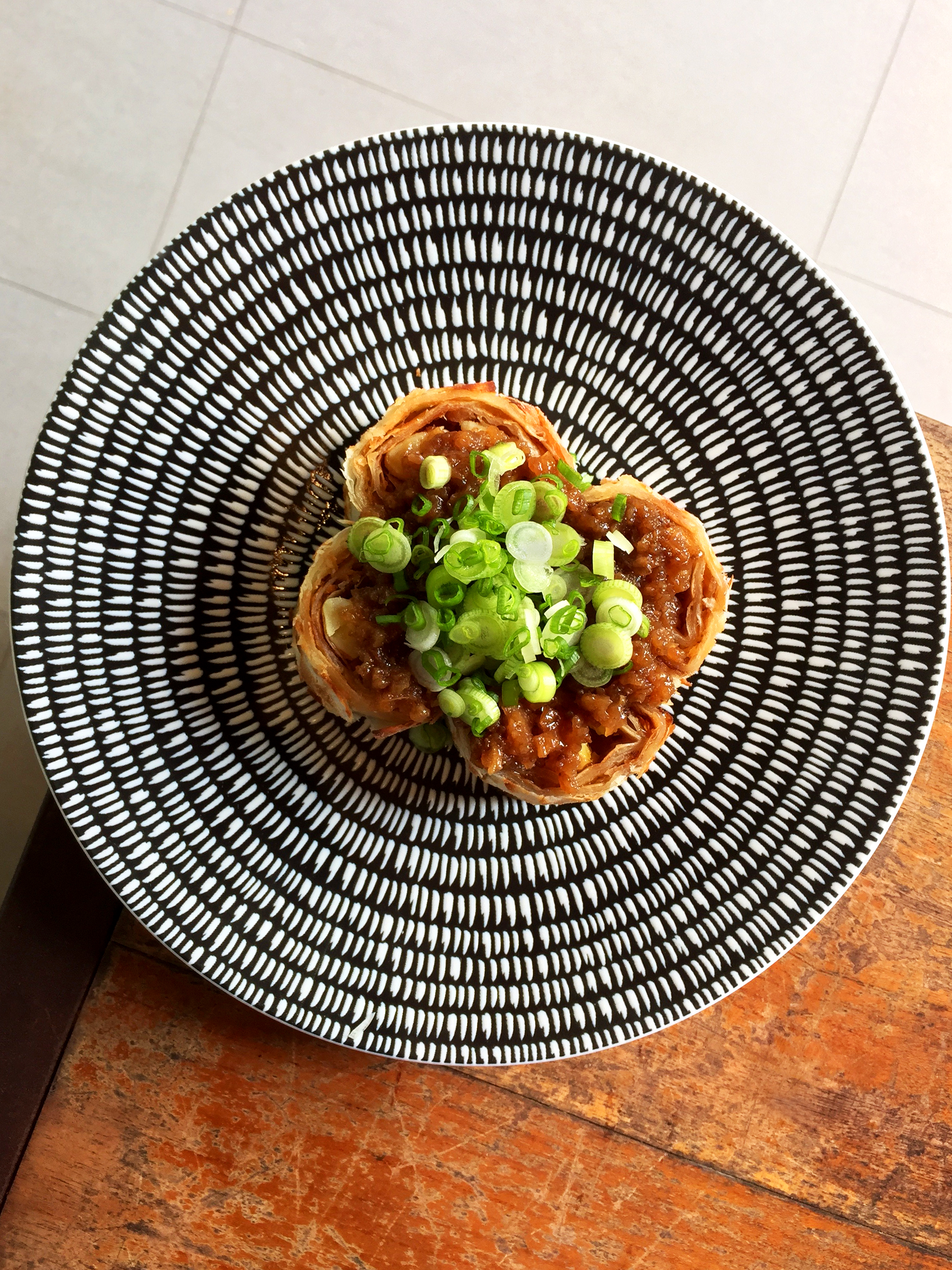 Grilled Flatbread with Chye Poh Condiment and Fingerling Potatoes