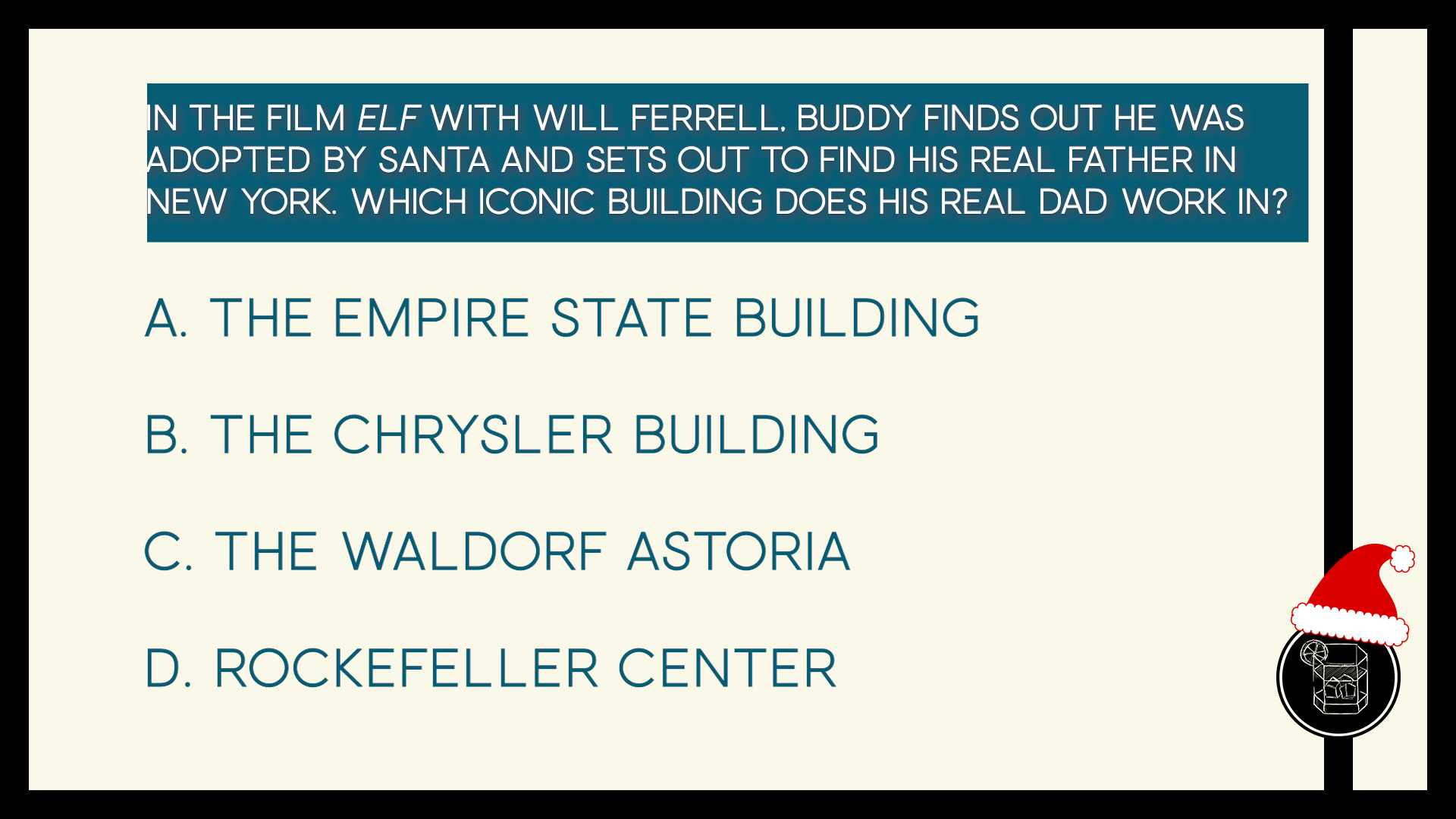 In the film Elf with Will Ferrell, Buddy finds out he was adopted by Santa and sets out to find his real father in New York. Which iconic building does his real dad work in?