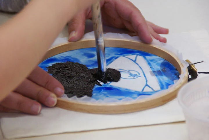 It's true, you can silkscreen using embroidery hoops. (Thanks, Dawn!)