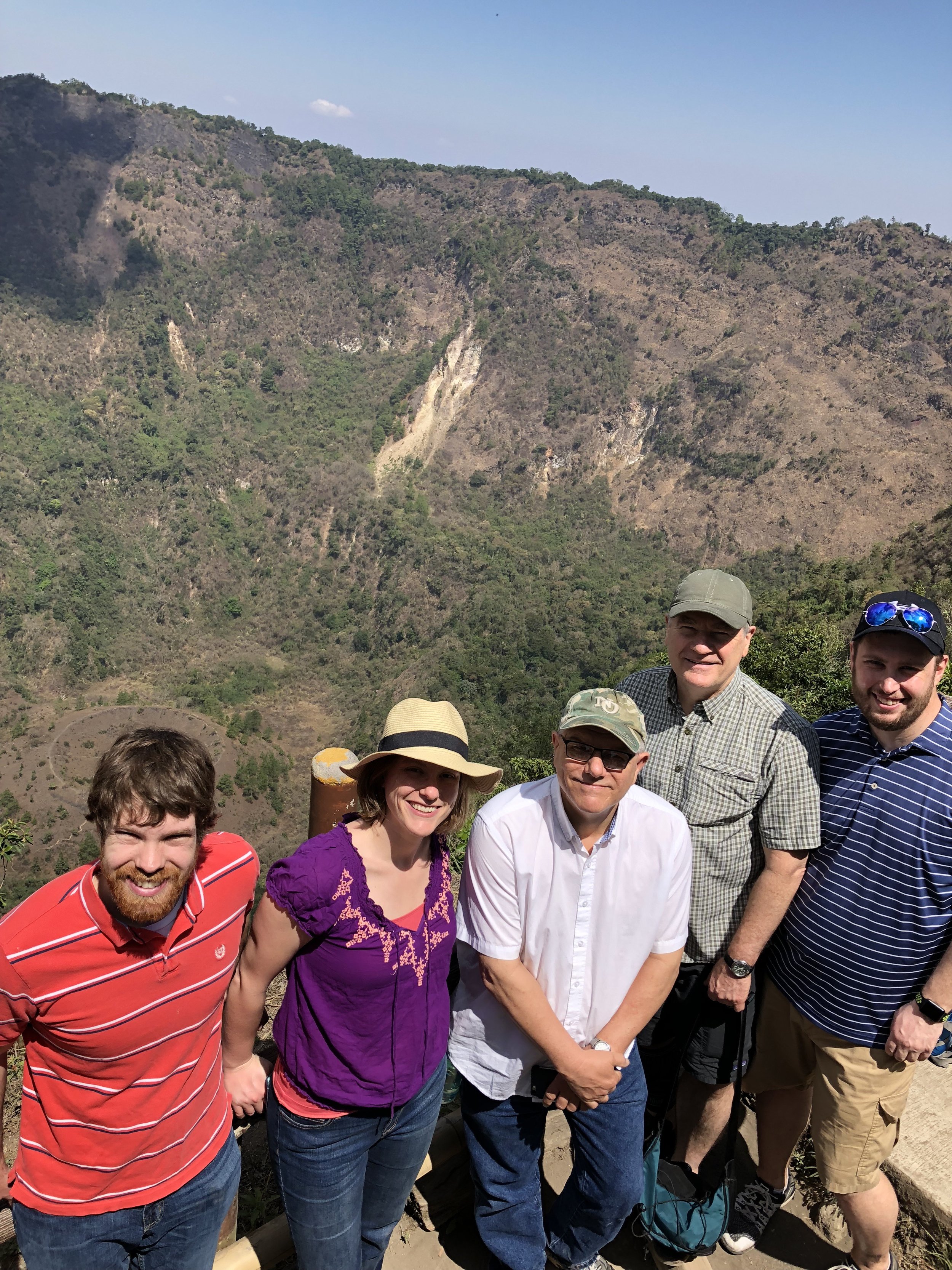 The team at the top of the volcano