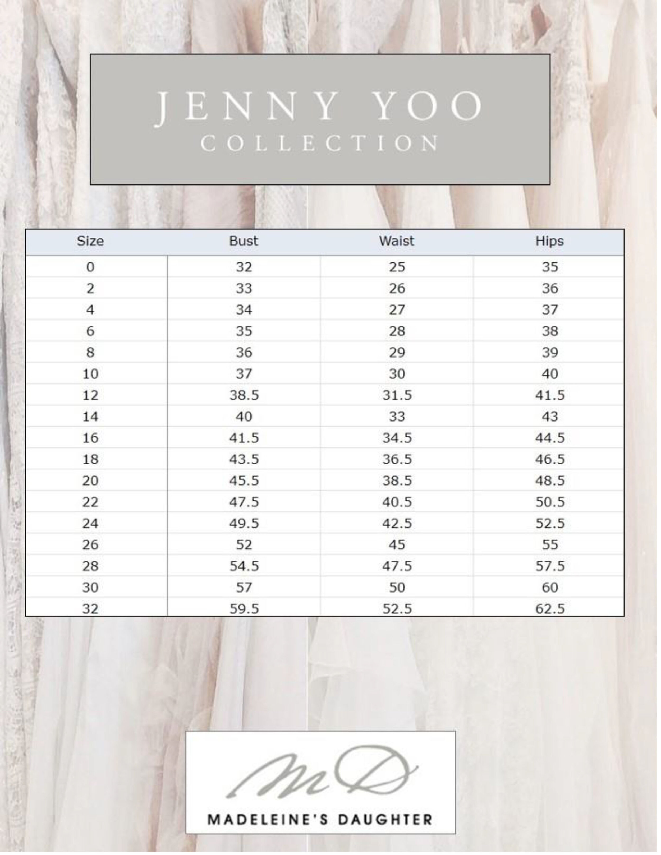 Yoo Dress Size Chart