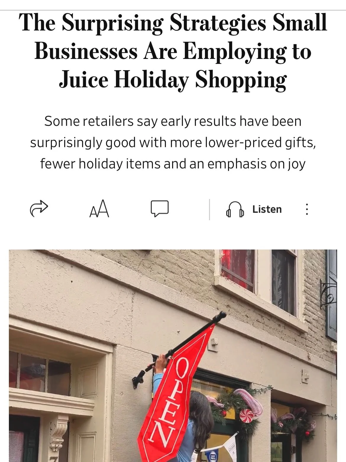 📰 In Sunday&rsquo;s Wall Street Journal, Scarlett and several small business owners across the country gave insights on how they strategized their retail business for the holiday season. Via @wsj 
Article Link in bio
https://on.wsj.com/3Yk5eKt
#main