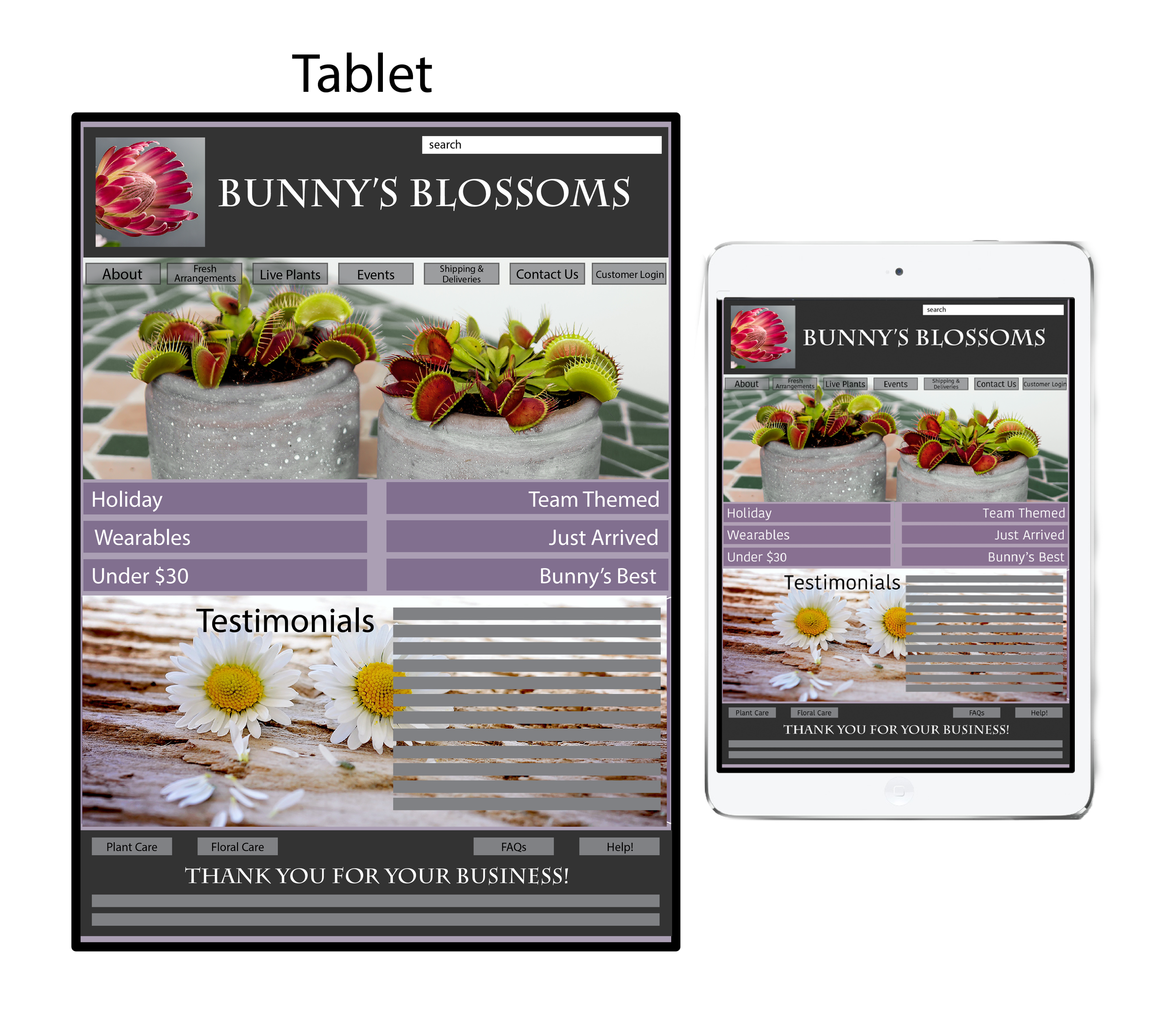 Bunny's Blossoms Mockup -- Tablet View