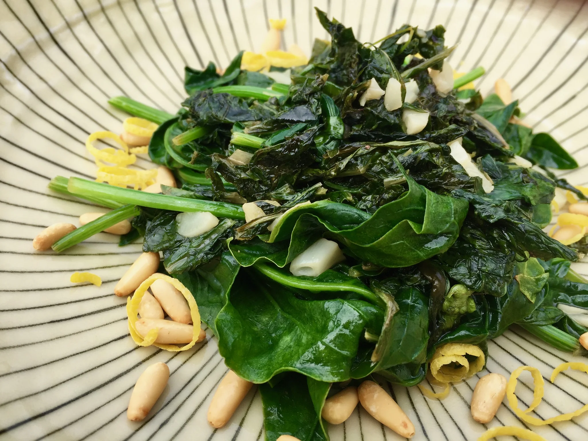 wilted greens and pūha