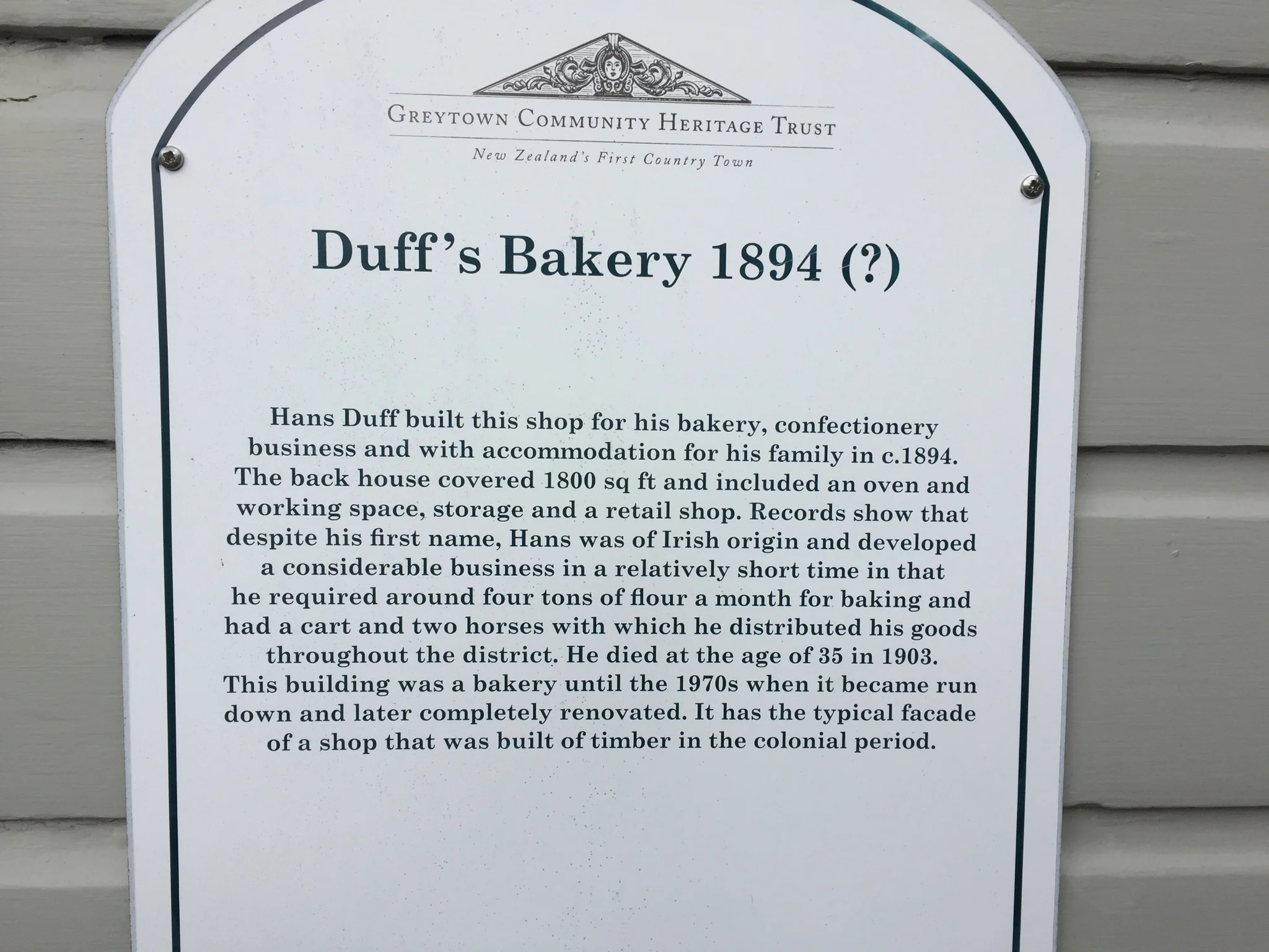 Duff's bakery, Greytown