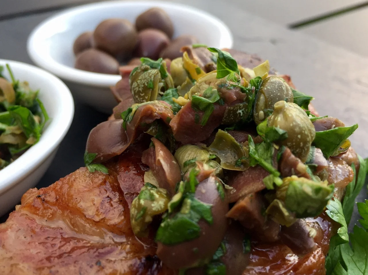 barbecued lamb with olives