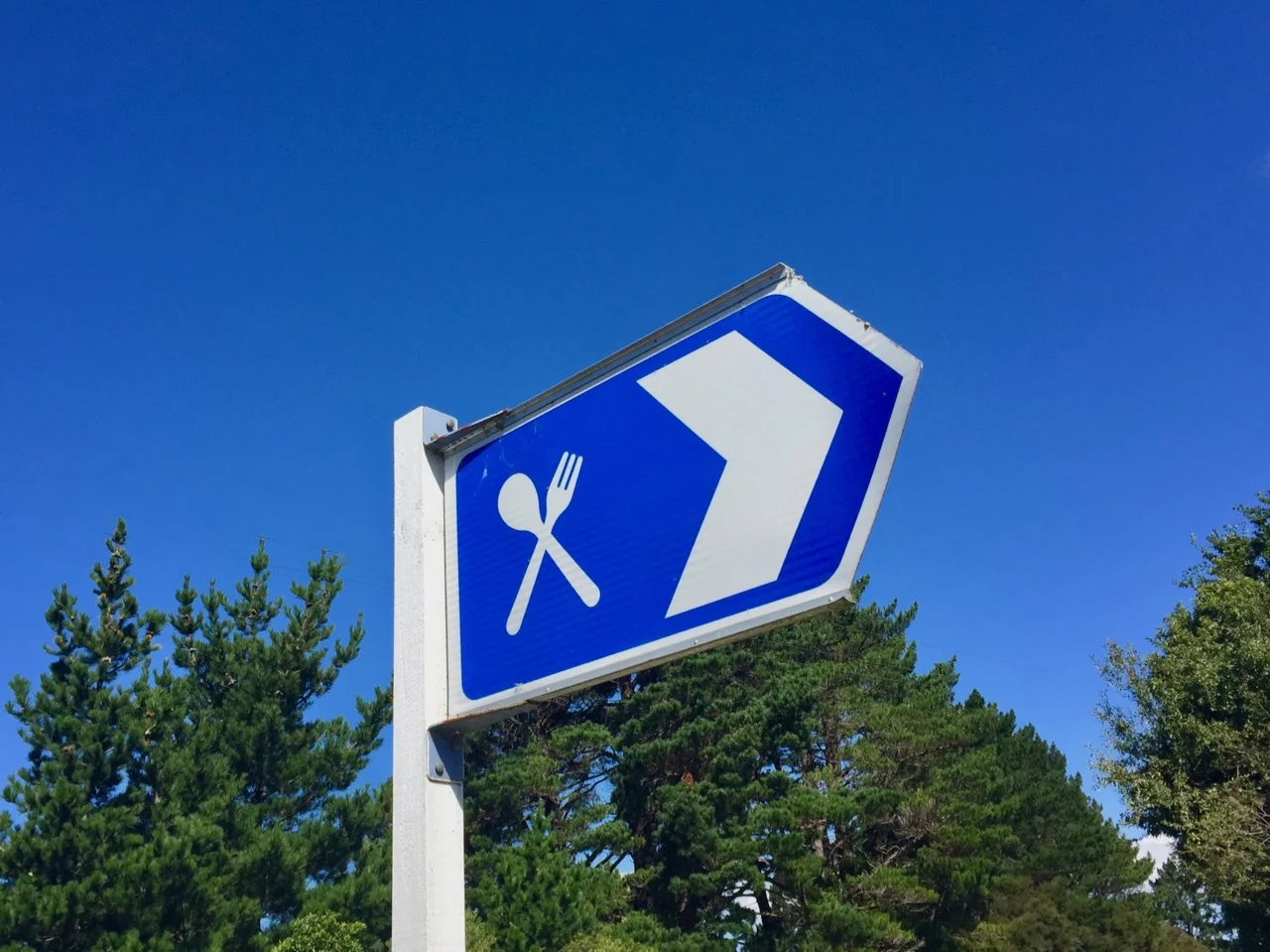 blue sky road sign