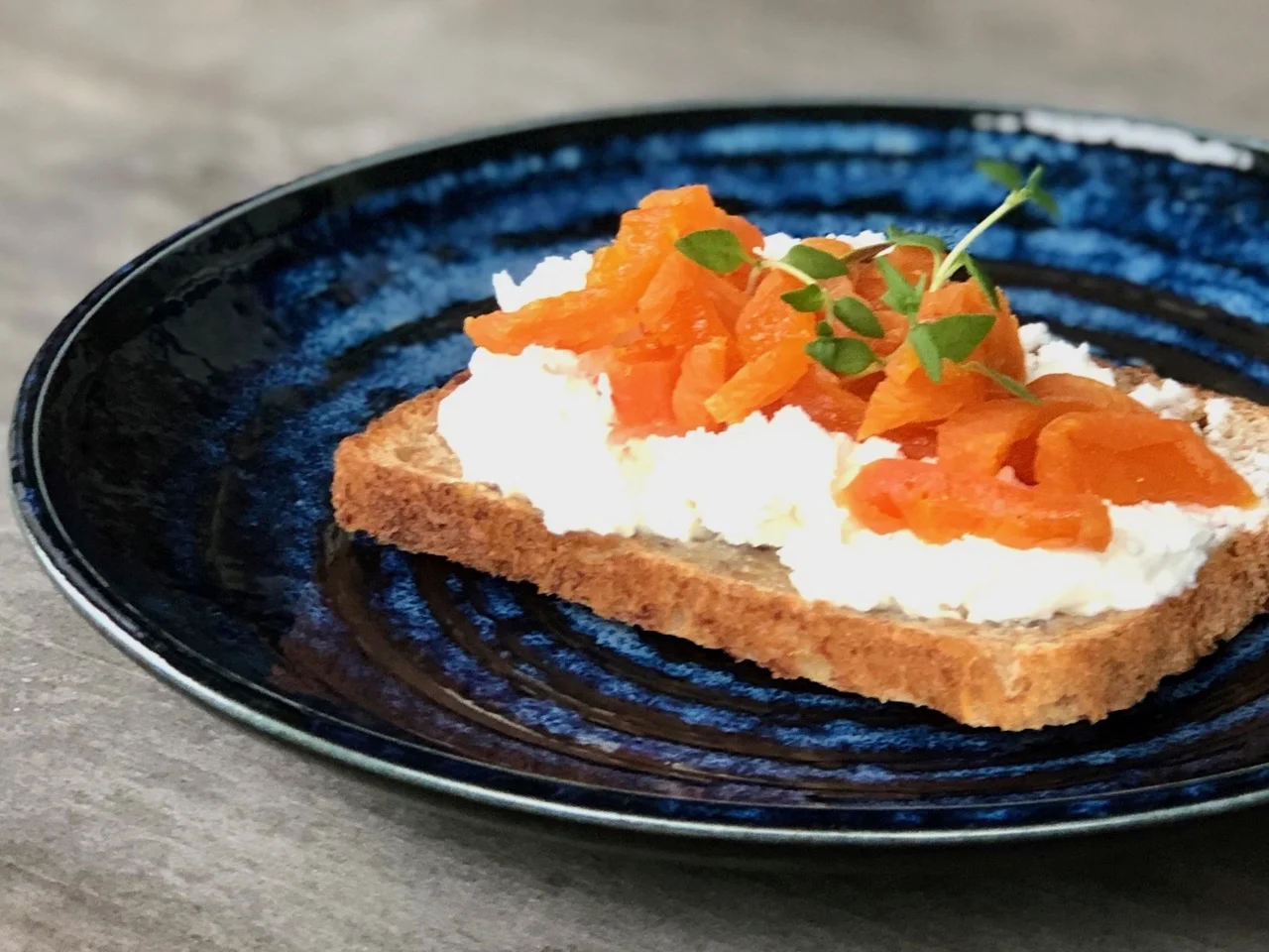 soft cheese and apricots on toast