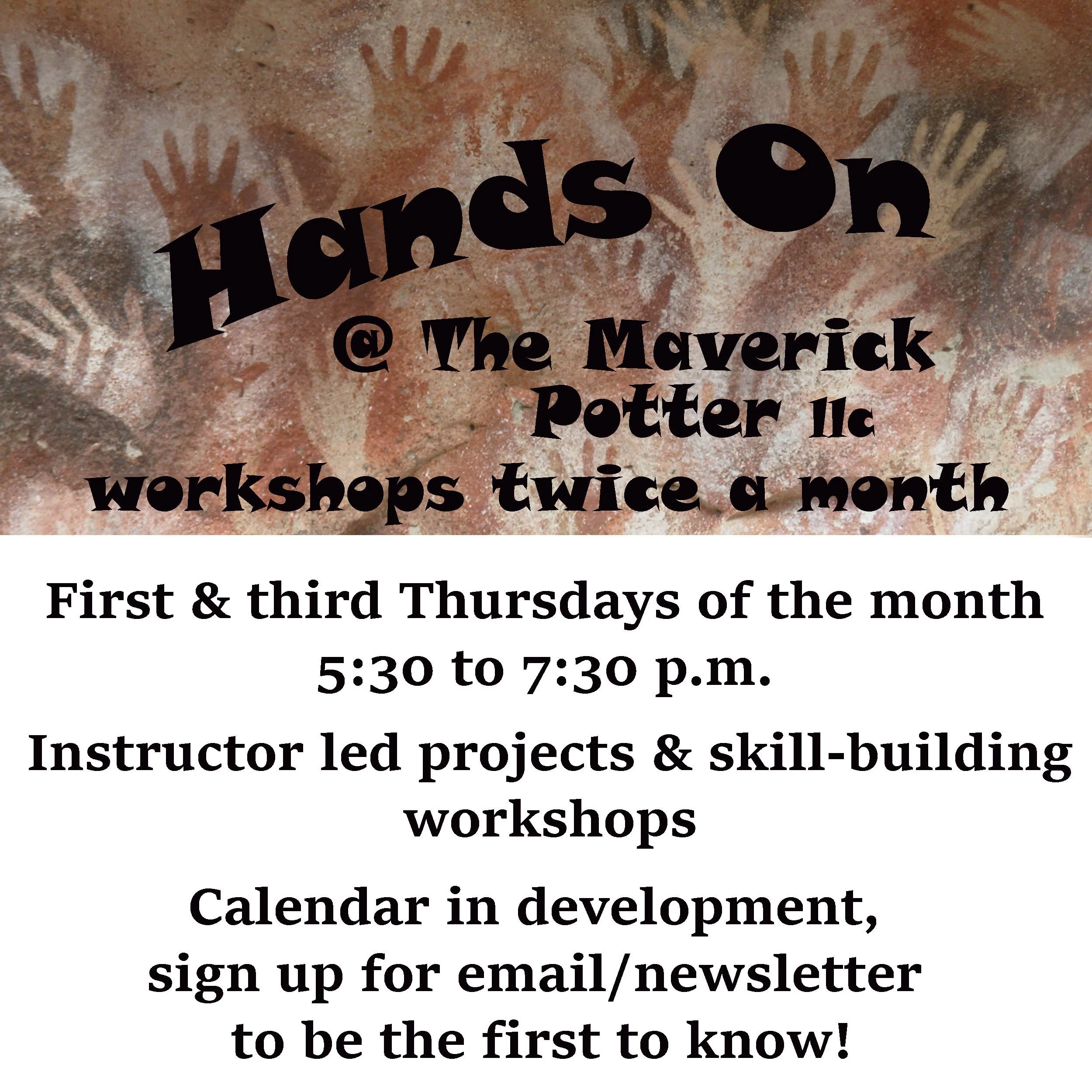 Image of ancient cave painting hands with overlayed text