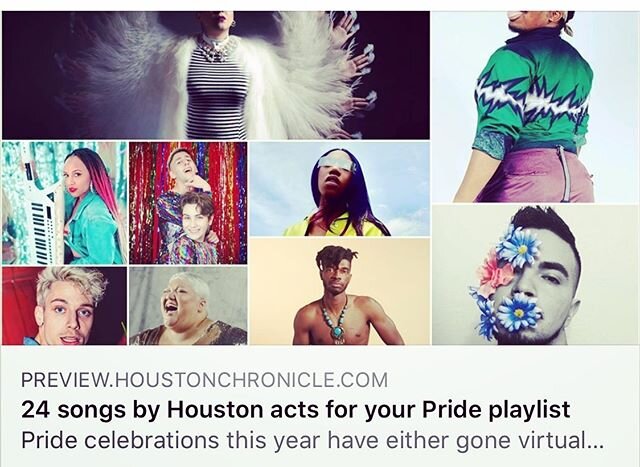 Honored to be included in the Houston Chronicle&rsquo;s Pride Playlist with many other amazing Houston artists!