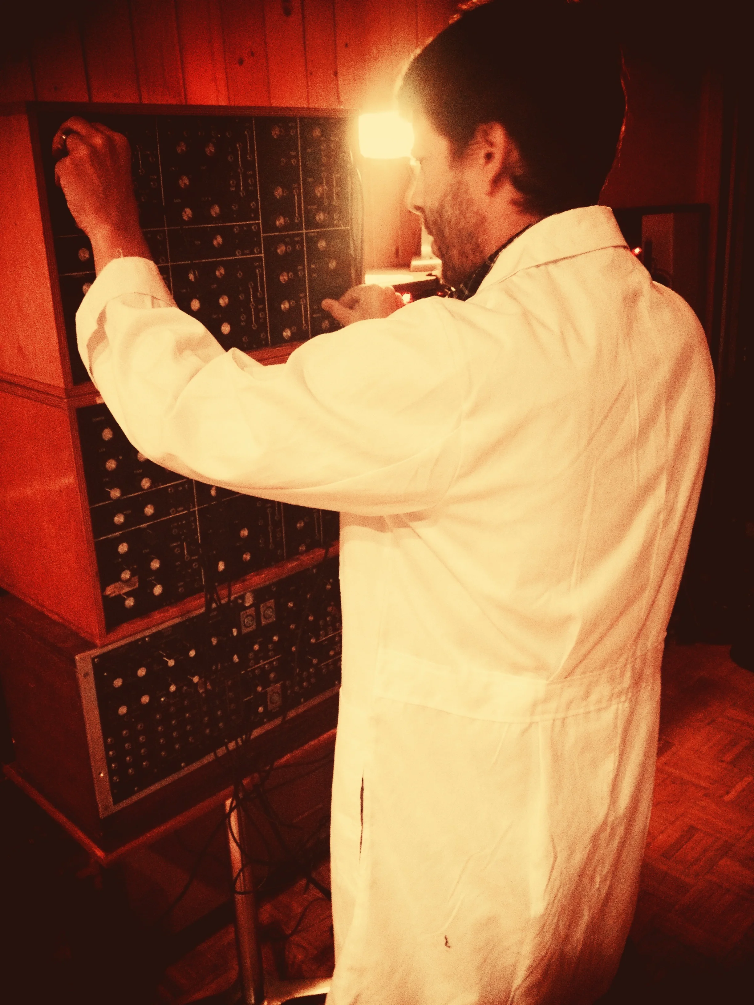 Nick Luca threw on the ol' lab coat to twiddle his vintage synth.