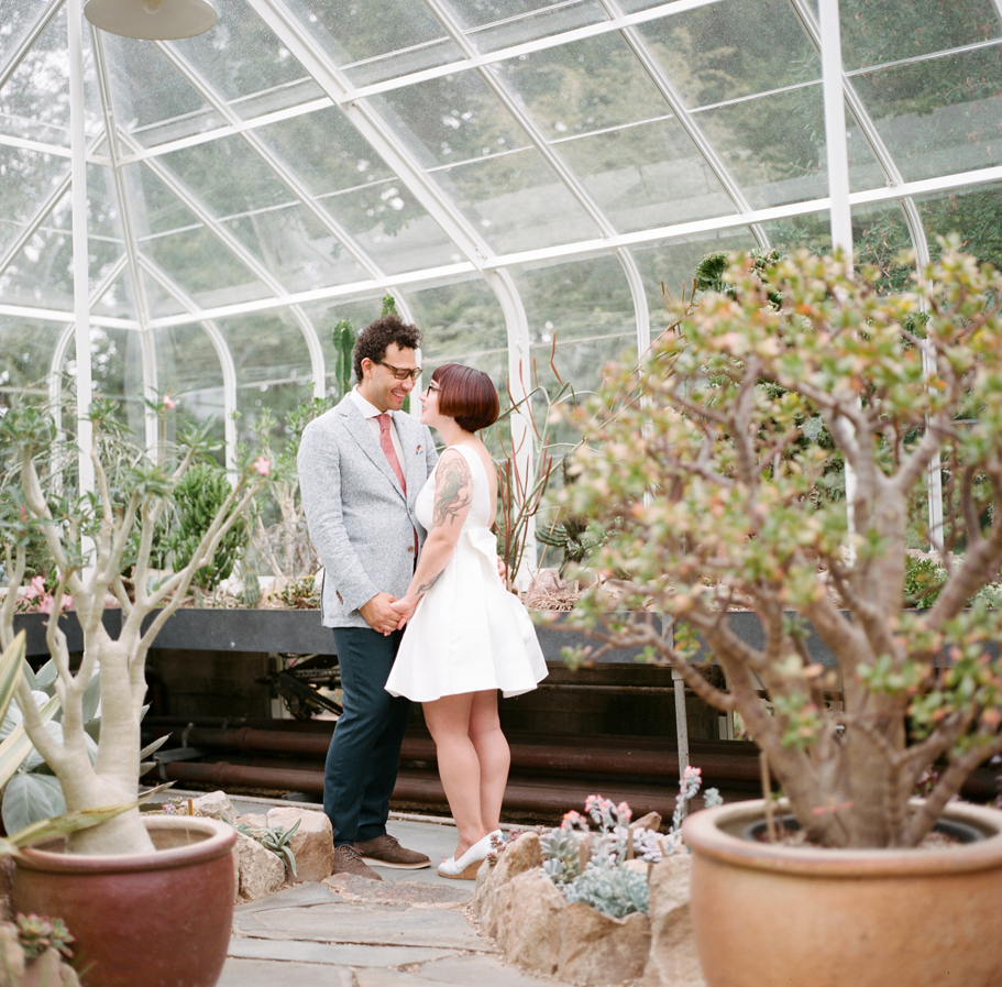 Bride and Groom Portraits at a Volunteer Park Conservatory Wedding 