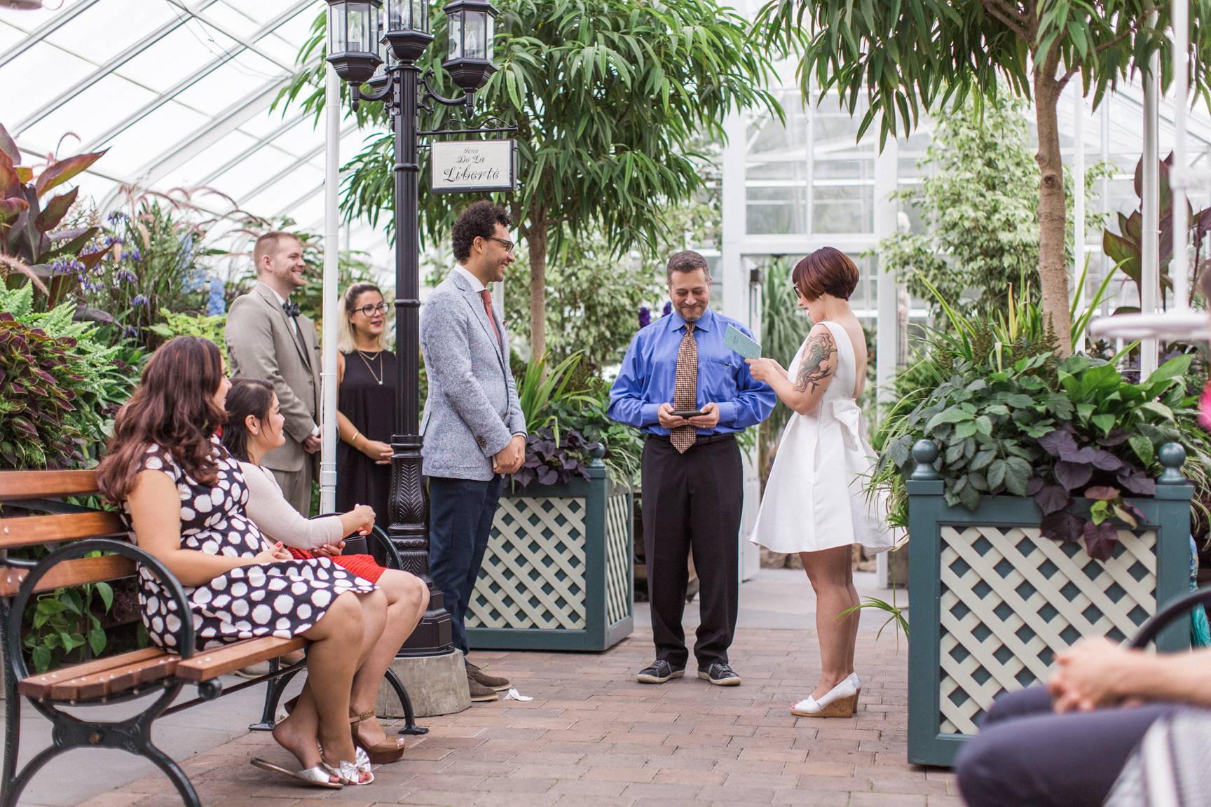 Ceremony portraits at a Volunteer Park Conservatory Wedding in Seattle. 