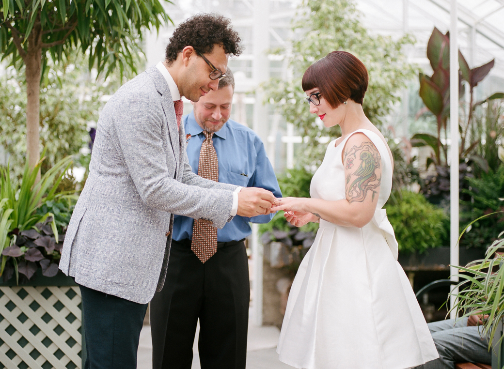 Ceremony portraits at a Volunteer Park Conservatory Wedding in Seattle. 