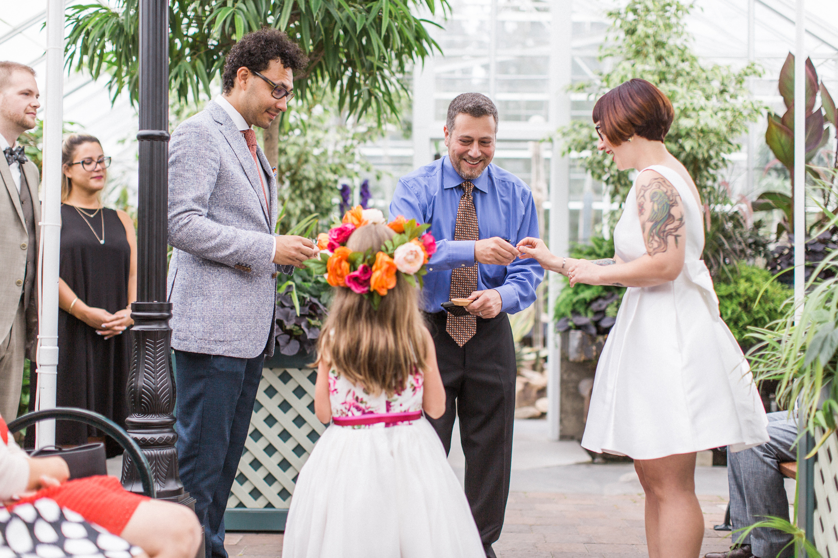 Ceremony portraits at a Volunteer Park Conservatory Wedding in Seattle. 