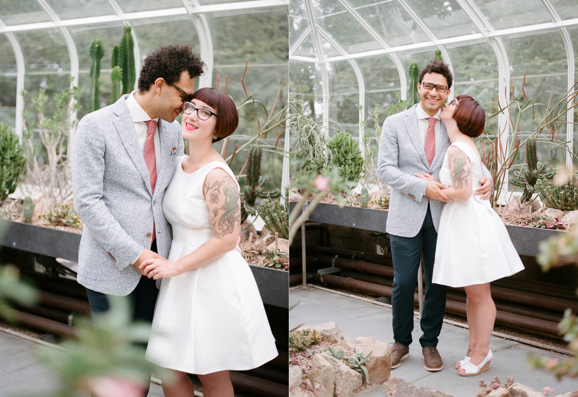 Bride and Groom Portraits at a Volunteer Park Conservatory Wedding