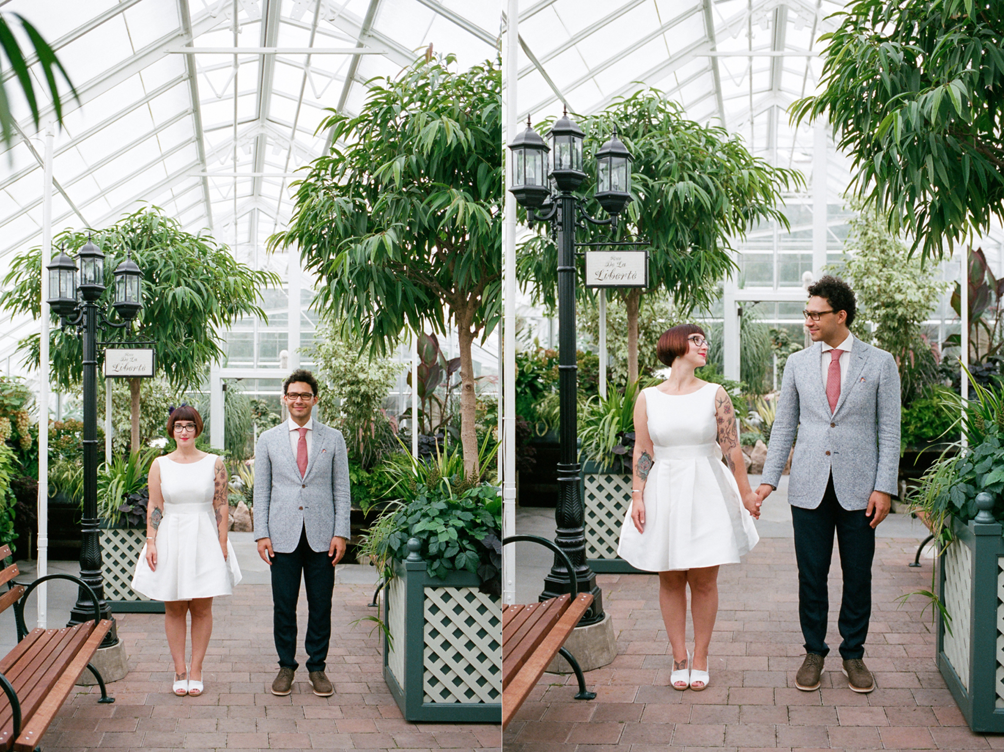 Bride and Groom Portraits at a Volunteer Park Conservatory Wedding