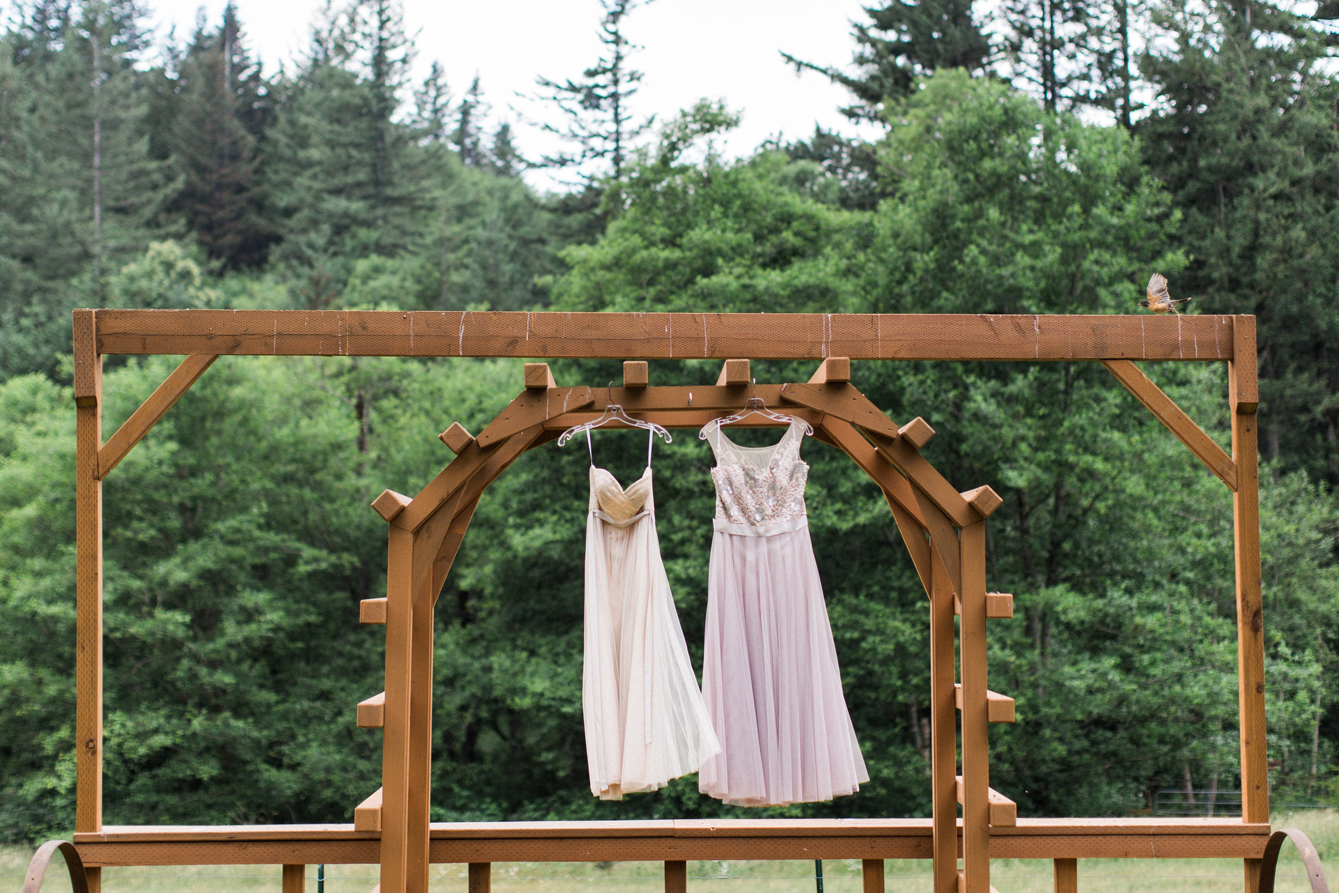 Hers and hers wedding dresses for a western Washington elopement.