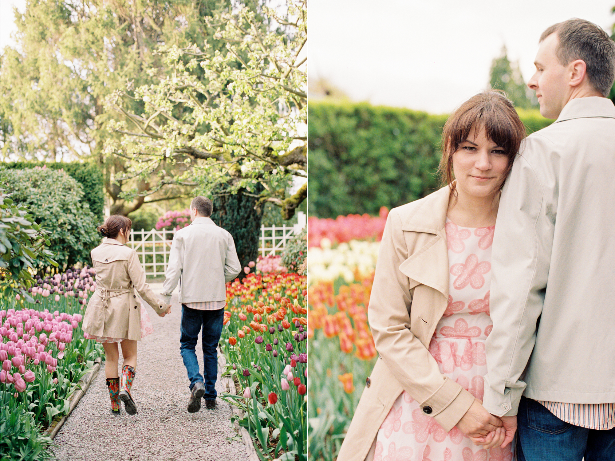 Colorful tulip festival engagement session at Roozengarde in the Skagit Valley