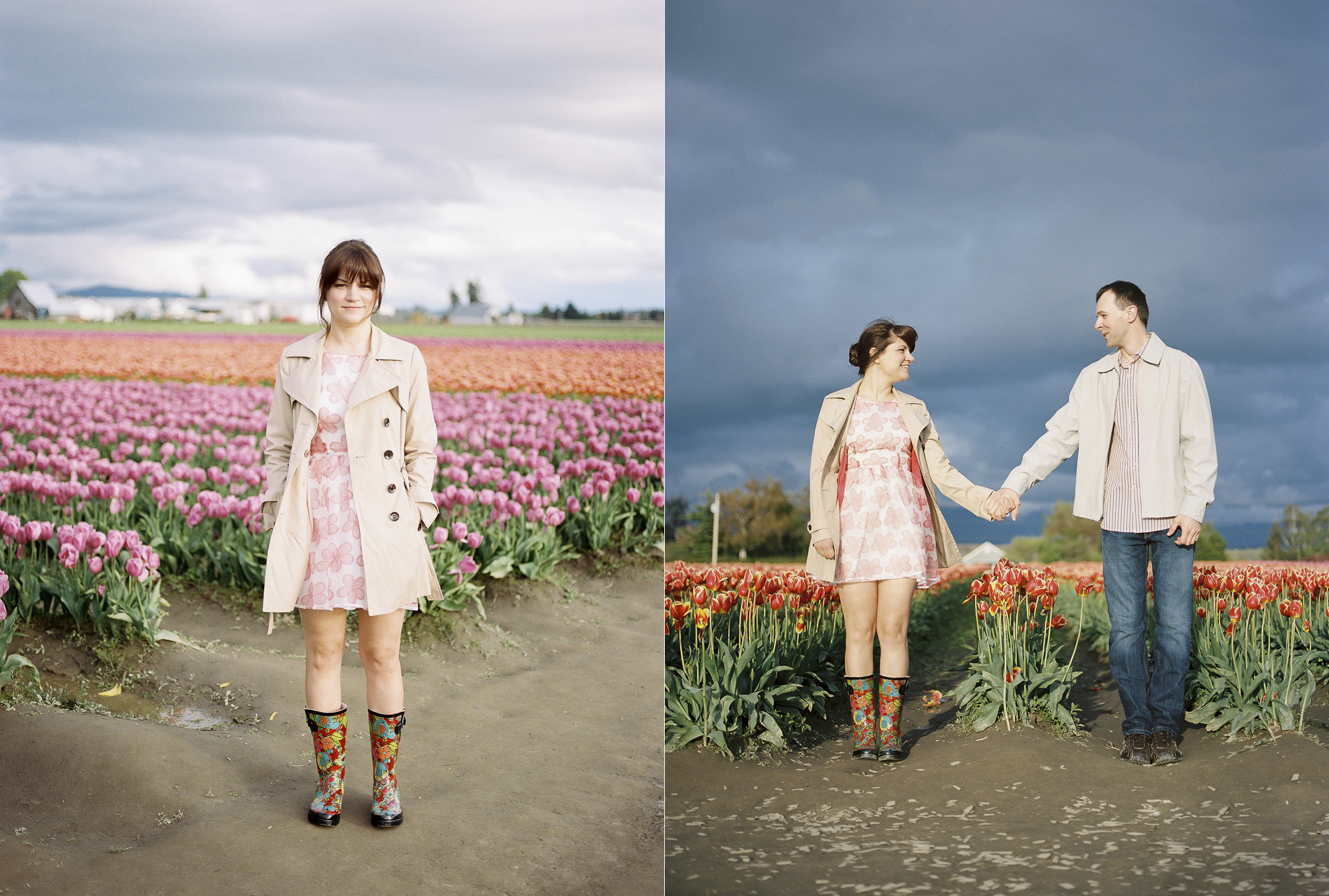Colorful tulip festival engagement session at Roozengarde in the Skagit Valley