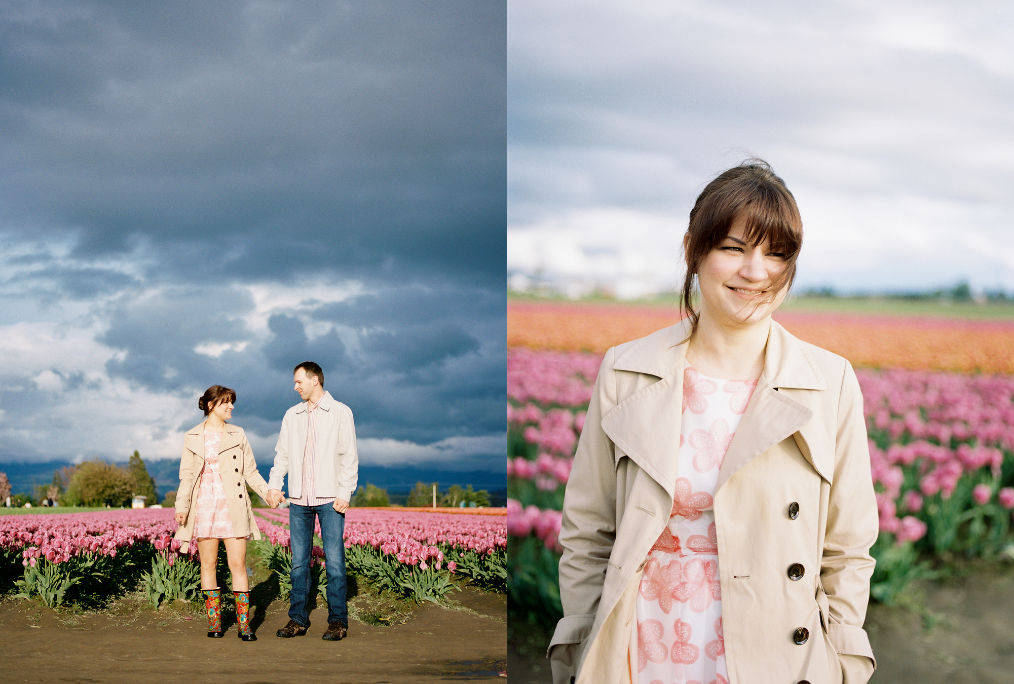 Colorful tulip engagement session at Roozengarde in the Skagit Valley