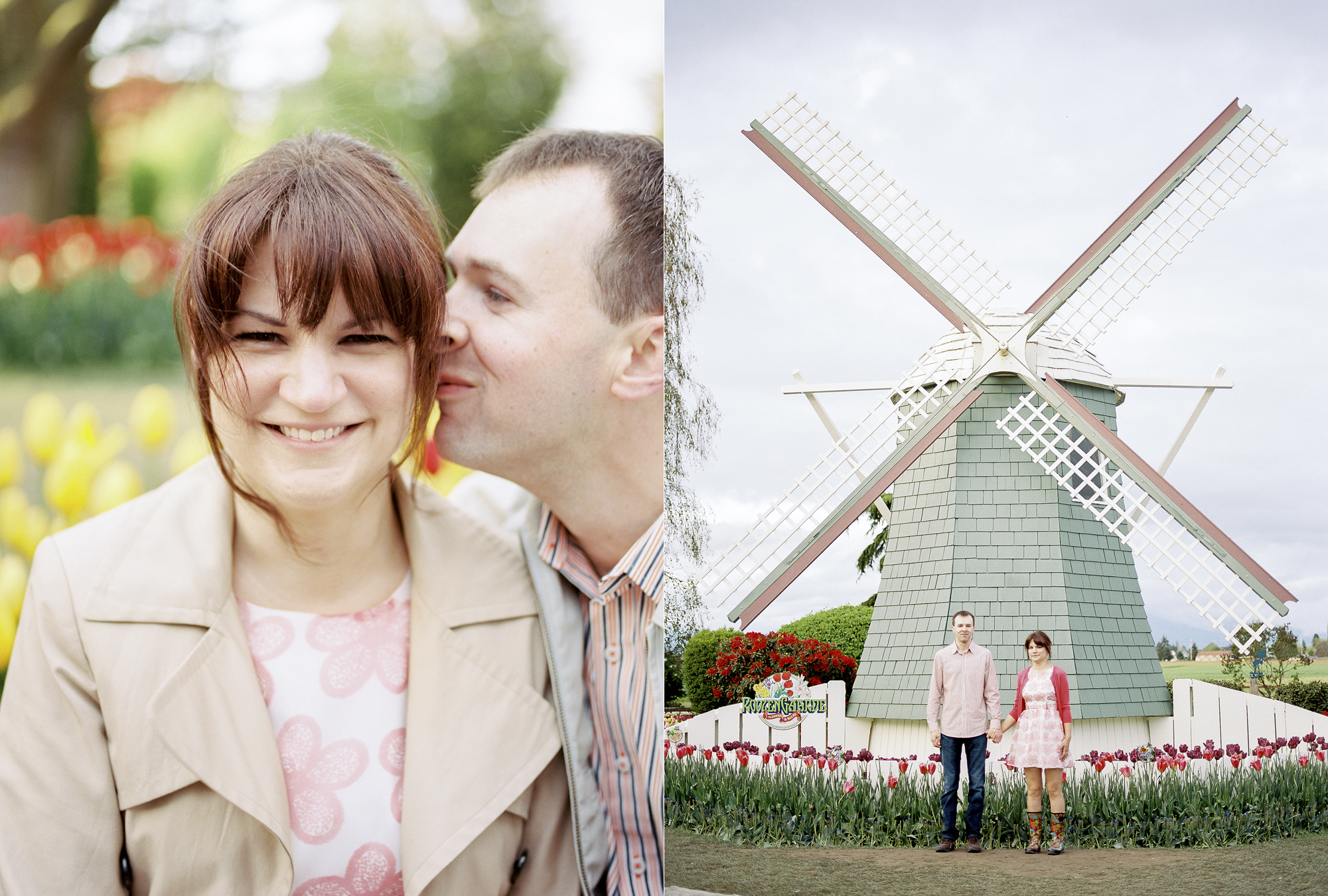 Colorful tulip festival engagement session at Roozengarde in the Skagit Valley